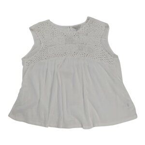 Lucky Brand Womens Sleeveless White Crochet Detailed Cotton Top Size L, NWT.